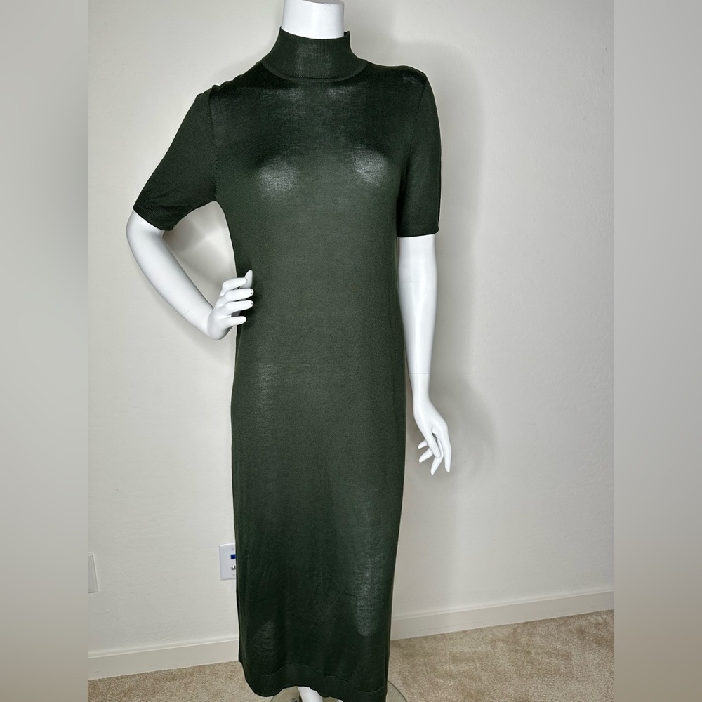 ZARA FOREST GREEN SHEER MAXI DRESS SZ S NWOT